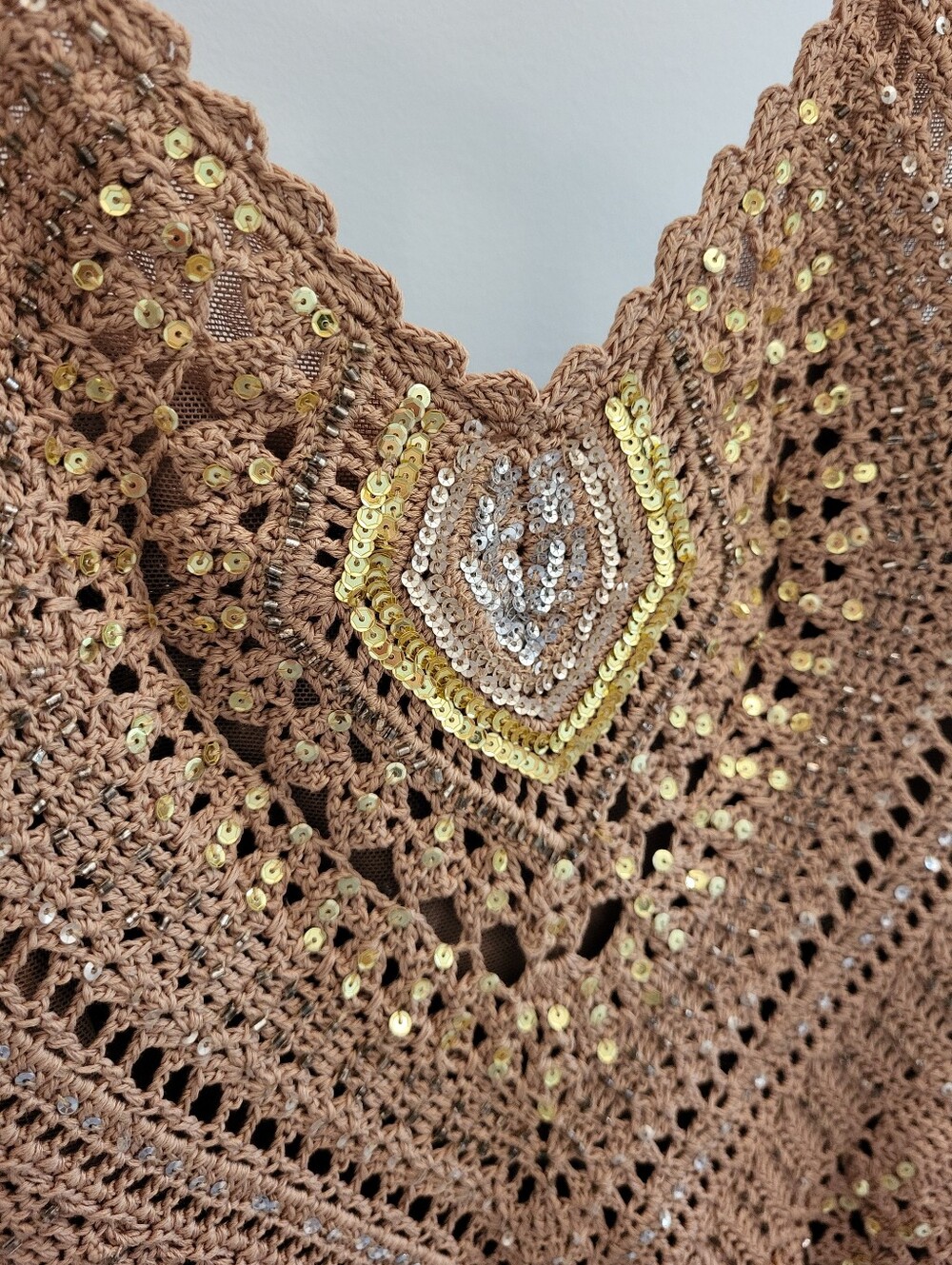 NWT Silk BCBG Maxazaria Boho Crochet Maxi Sequin Embellished Dress - Picture 7 of 16